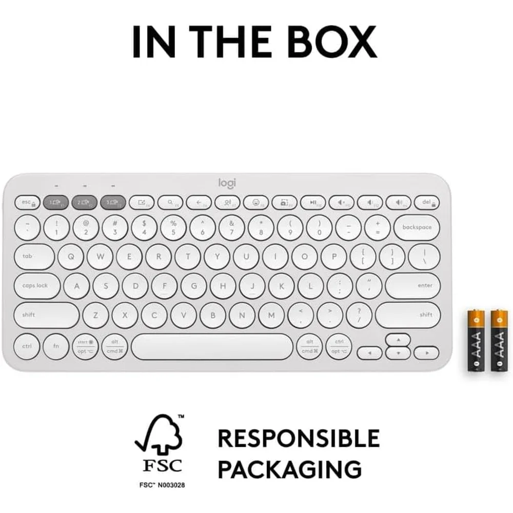 Logitech K380s Keyboard White Multi Device Bluetooth Compact English Layout 9 Logitech K380s Keyboard White Multi Device Bluetooth Compact English Layout - Image 9