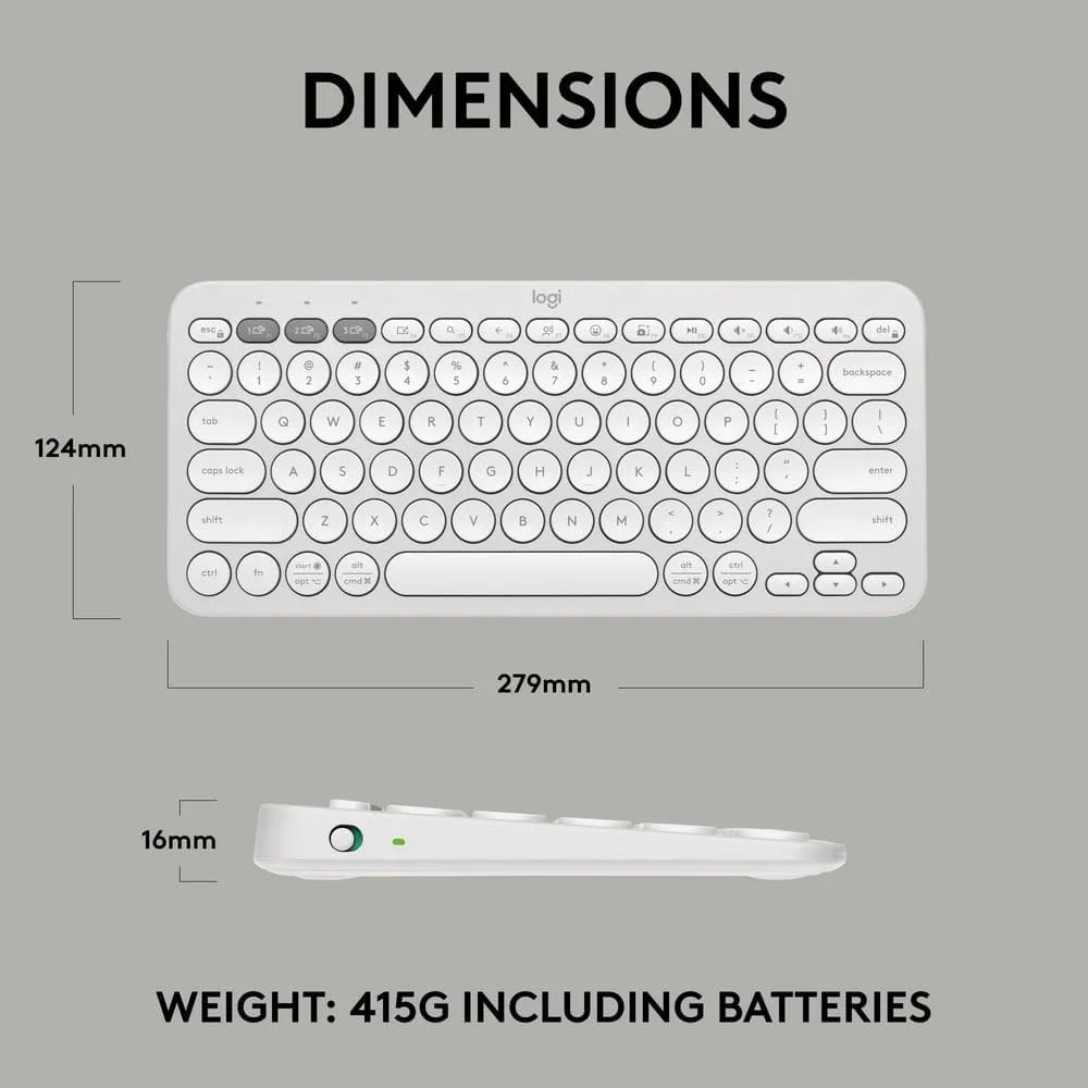 Logitech K380s Keyboard White Multi Device Bluetooth Compact English Layout 8 Logitech K380s Keyboard White Multi Device Bluetooth Compact English Layout - Image 8