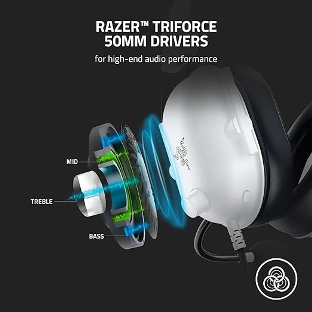 Razer BlackShark V2 X Gaming Headset White - 7.1 Surround, 50mm 5 Razer BlackShark V2 X Gaming Headset White - 7.1 Surround, 50mm - Image 5