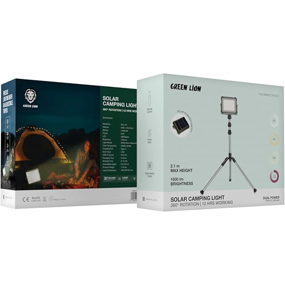Green Lion Solar Camping Light 7200mAh Portable LED Lantern Solar Rechargeable Outdoor 3 Green Lion Solar Camping Light 7200mAh Portable LED Lantern Solar Rechargeable Outdoor - Image 3