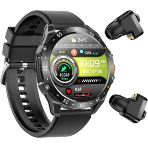 Porodo Hype Smartwatch With Earbuds Black 2 in 1 Smart Watch TWS Earphones Fitness Tracker