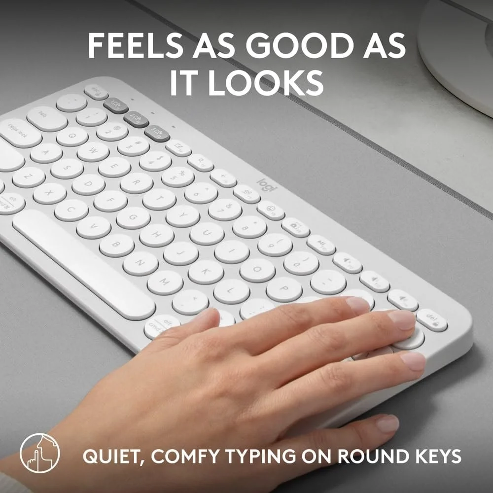 Logitech K380s Keyboard White Multi Device Bluetooth Compact English Layout 6 Logitech K380s Keyboard White Multi Device Bluetooth Compact English Layout - Image 6