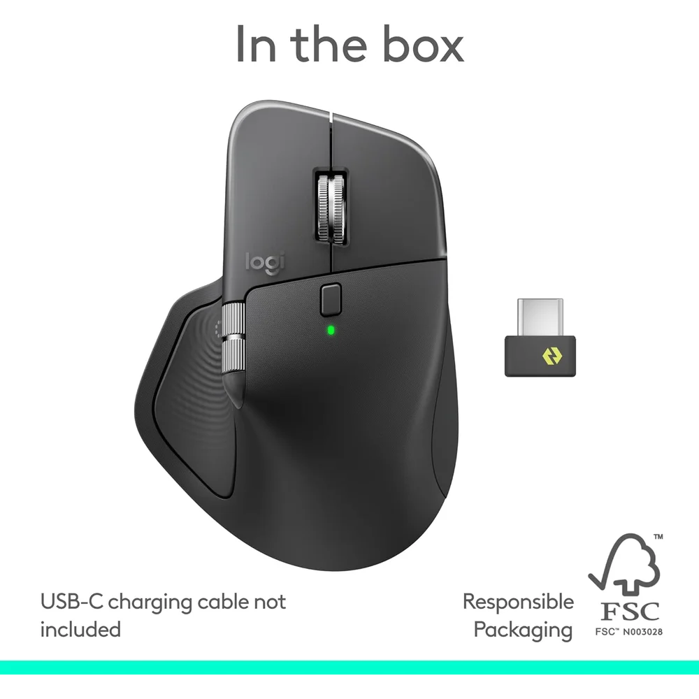 Logitech MX Master 4 Ergonomic Wireless Mouse Graphite - Haptic 3 Logitech MX Master 4 Ergonomic Wireless Mouse Graphite - Haptic - Image 3