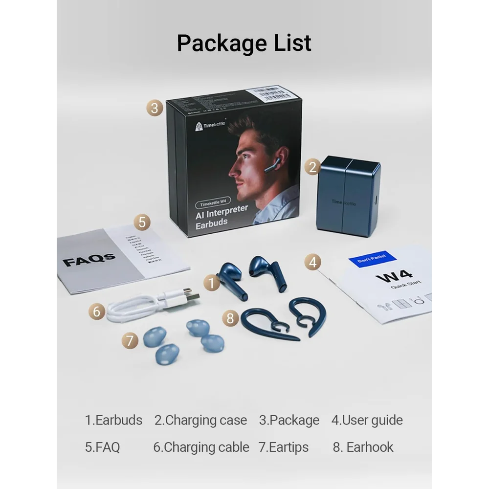 Timekettle W4 AI Interpreter Earbuds - Midnight Blue 9 Timekettle W4 AI Interpreter Earbuds - Midnight Blue - Image 9