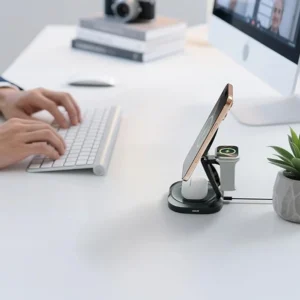 Green Lion Qi2 2 Tri Charge Foldable Magnetic Wireless Charger 25W 3 Device Charging Compact Design