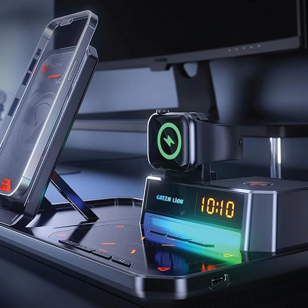 Green Lion 6 IN 1 Multifunctional Wireless Charger Fast Charging Station for Multiple Devices 4 Green Lion 6 IN 1 Multifunctional Wireless Charger Fast Charging Station for Multiple Devices - Image 4