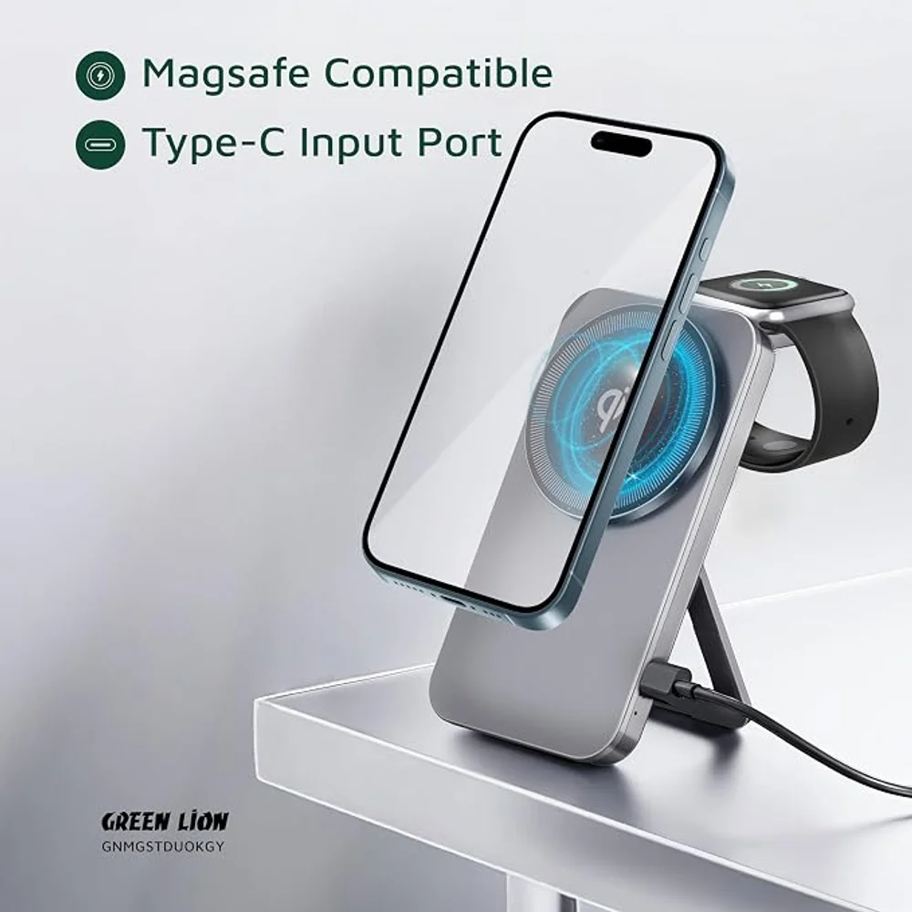 Green Lion Magstand Duo Qi2 Wireless Charger 15W 2 Device Magnetic Charging Stand Fast Wireless 7 Green Lion Magstand Duo Qi2 Wireless Charger 15W 2 Device Magnetic Charging Stand Fast Wireless - Image 7