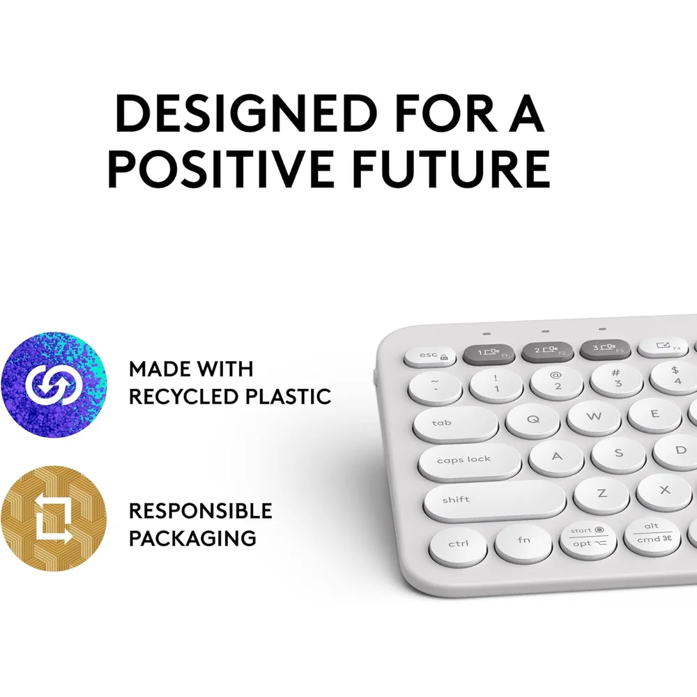 Logitech K380s Keyboard White Multi Device Bluetooth Compact English Layout 7 Logitech K380s Keyboard White Multi Device Bluetooth Compact English Layout - Image 7