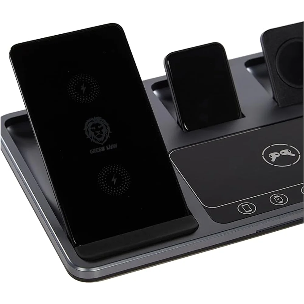 Green Lion 4 in 1 Wireless Charging Station 15W Fast Charging for Phone Watch Earbuds USB 3 Green Lion 4 in 1 Wireless Charging Station 15W Fast Charging for Phone Watch Earbuds USB - Image 3