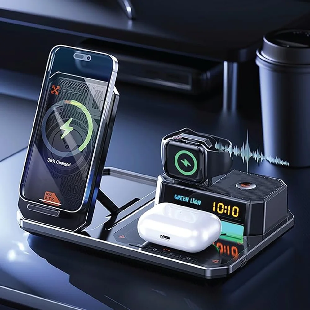 Green Lion 6 IN 1 Multifunctional Wireless Charger Fast Charging Station for Multiple Devices 3 Green Lion 6 IN 1 Multifunctional Wireless Charger Fast Charging Station for Multiple Devices - Image 3