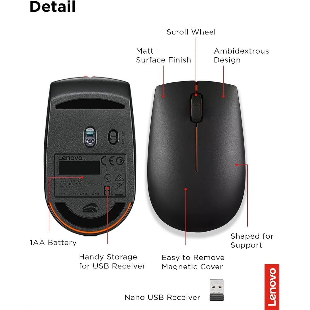 Lenovo 300 Wireless Compact Mouse 7 Lenovo 300 Wireless Compact Mouse - Image 7