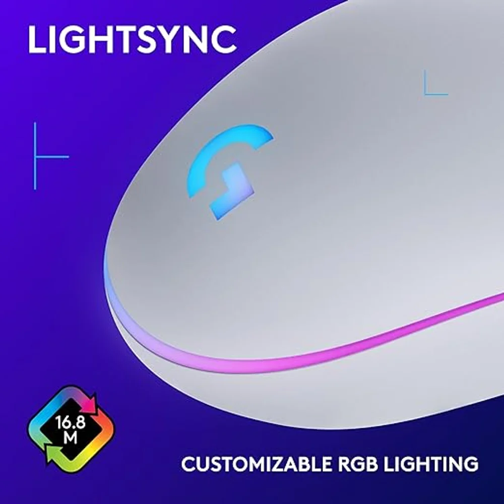 Logitech G203 Wired Gaming Mouse White - 8,000 DPI, RGB 7 Logitech G203 Wired Gaming Mouse White - 8,000 DPI, RGB - Image 7