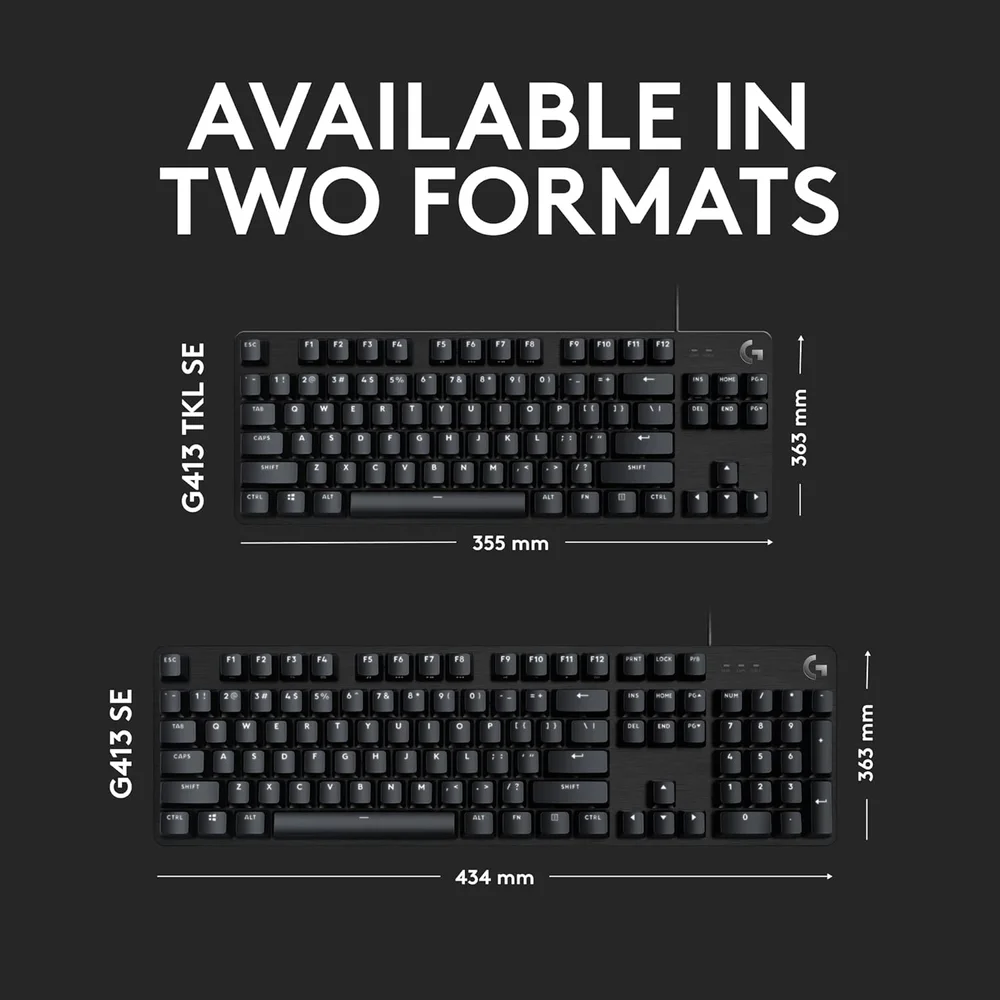 Logitech G413 SE Full-Size Mechanical Gaming Keyboard Black Aluminum 8 Logitech G413 SE Full-Size Mechanical Gaming Keyboard Black Aluminum - Image 8