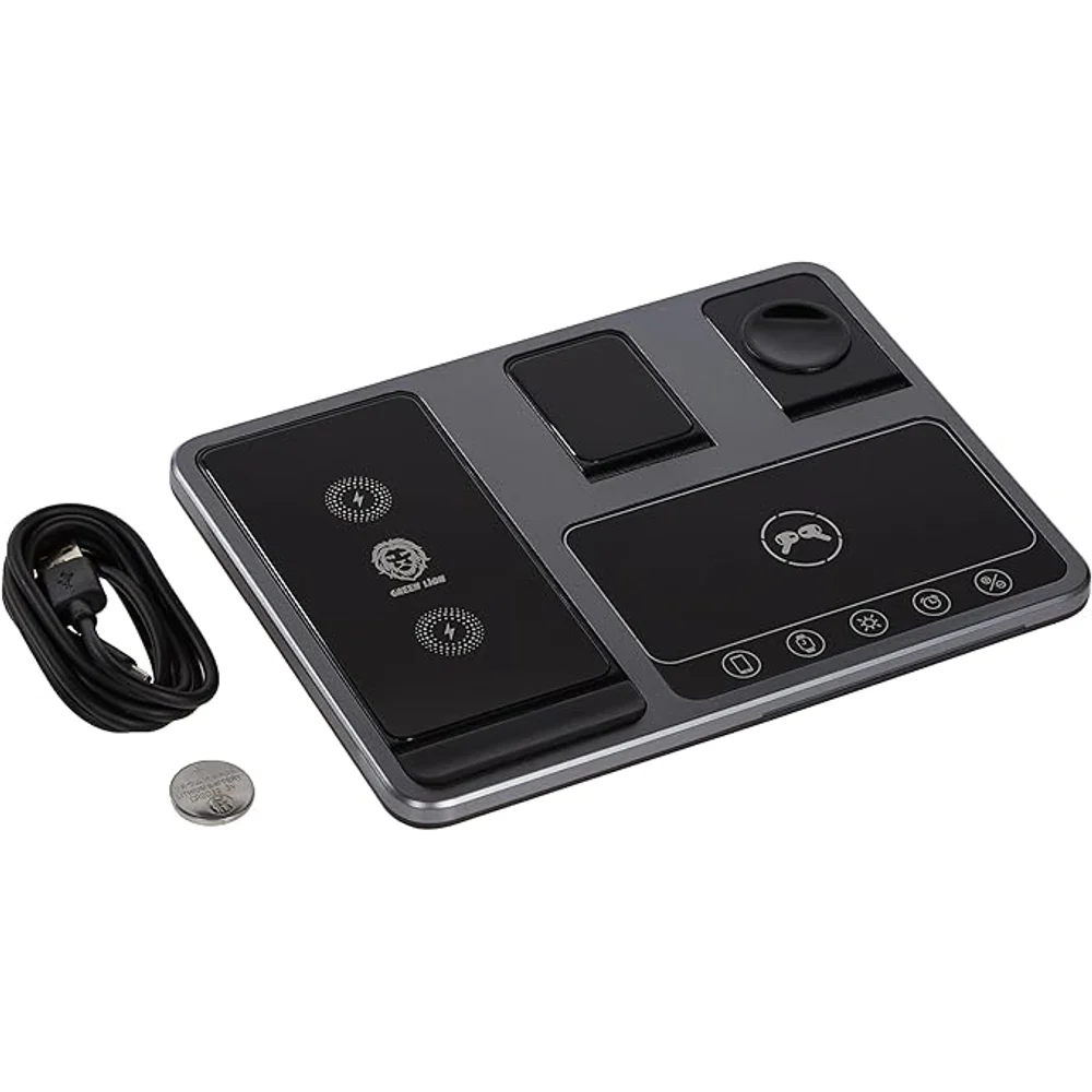Green Lion 4 in 1 Wireless Charging Station 15W Fast Charging for Phone Watch Earbuds USB 4 Green Lion 4 in 1 Wireless Charging Station 15W Fast Charging for Phone Watch Earbuds USB - Image 4