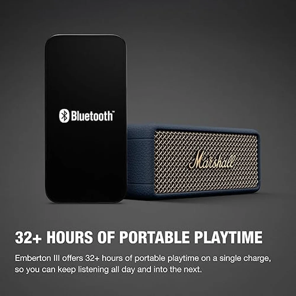 MARSHALL EMBERTON 3 BLUE Portable Bluetooth Speaker 32H Battery IP67 Waterproof 360° Sound 9 MARSHALL EMBERTON 3 BLUE Portable Bluetooth Speaker 32H Battery IP67 Waterproof 360° Sound - Image 9