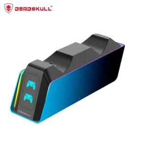 DARKSKULL Dual Charger Dock for PS5 Edge Controller Blue - LED