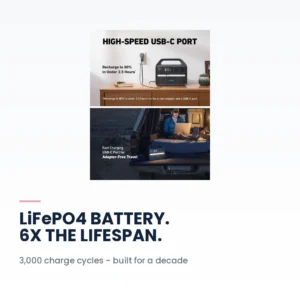 Anker 535 Portable Power Station - LiFePO4 battery long lifespan