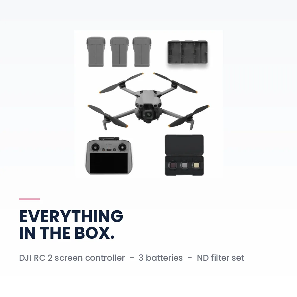 DJI Mini 5 Pro Fly More Combo RC2 - 1-Inch CMOS, 4K/60fps, Omnidirectional Sensing 15 DJI Mini 5 Pro Fly More Combo complete contents including DJI RC 2, batteries and ND filters