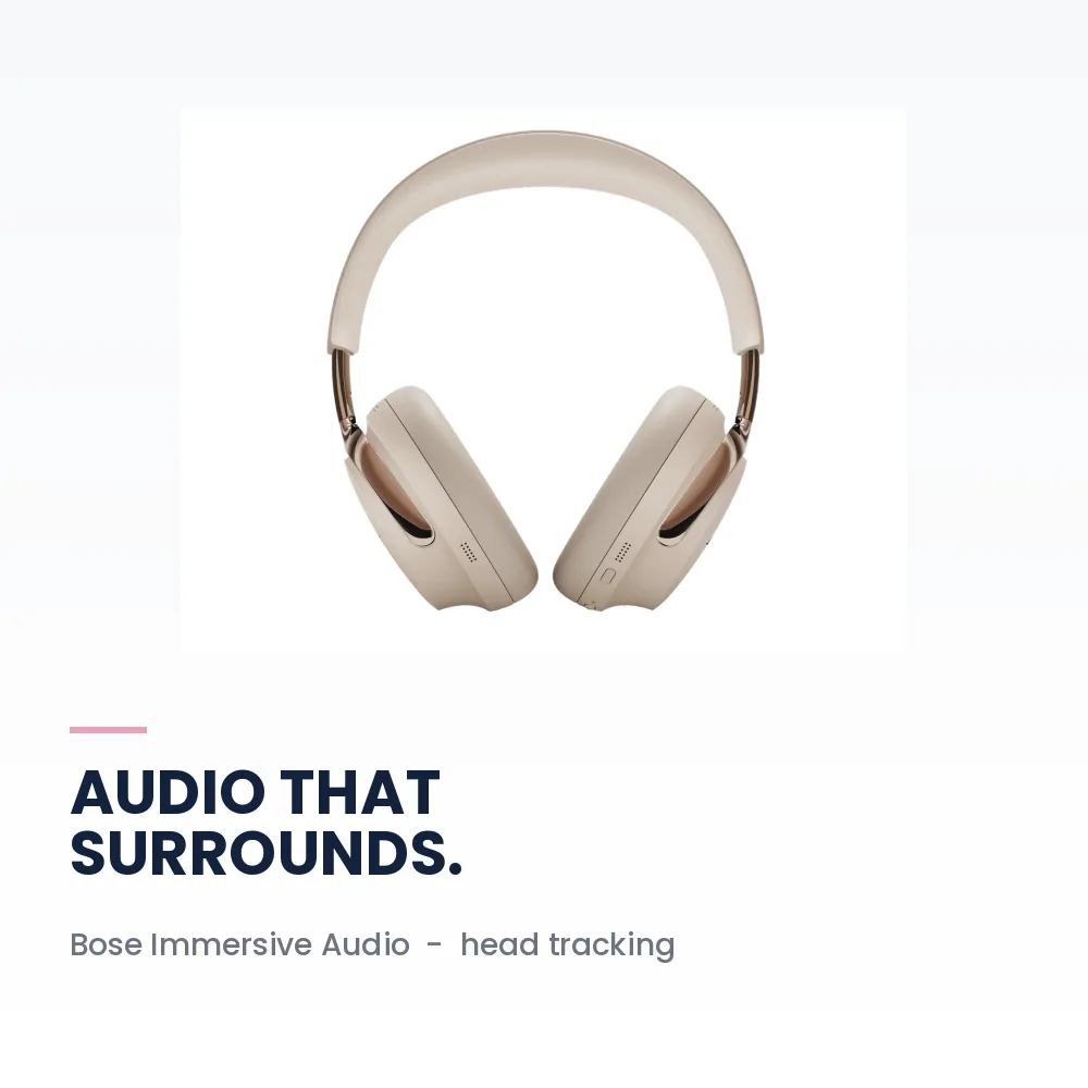 Bose QuietComfort Ultra Headphones 2nd Gen Driftwood Sand - World-Class ANC, Immersive Audio, 24H Battery 3 Bose QuietComfort Ultra Headphones 2nd Gen Driftwood Sand - Immersive Audio head tracking