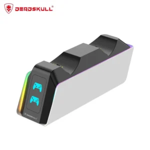DARKSKULL Dual Charger Dock for PS5 Edge Controller LED - White