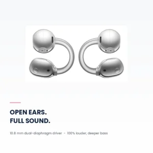 HUAWEI FreeClip 2 S Space Silver pair of clip-on earbuds with 10.8 mm dual-diaphragm drivers