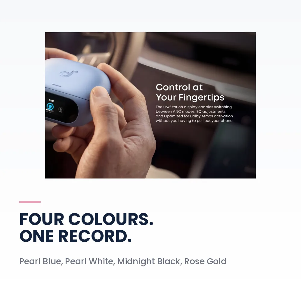 Soundcore Liberty 5 Pro Pearl Blue - Guinness-Certified Calls, Thus AI Chip, ANC 4.0, 28H Battery 6 Soundcore Liberty 5 Pro Pearl Blue - all four colours with charging cases