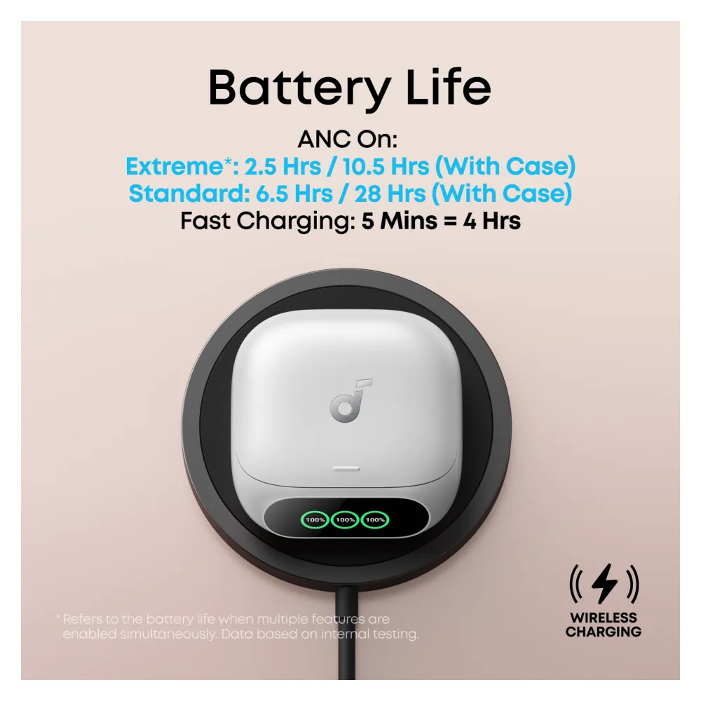 Soundcore Liberty 5 Pro Pearl White - Guinness-Certified Calls, Thus AI Chip, ANC 4.0, 28H Battery 5 Soundcore Liberty 5 Pro Pearl White - charging case open with earbuds product photo