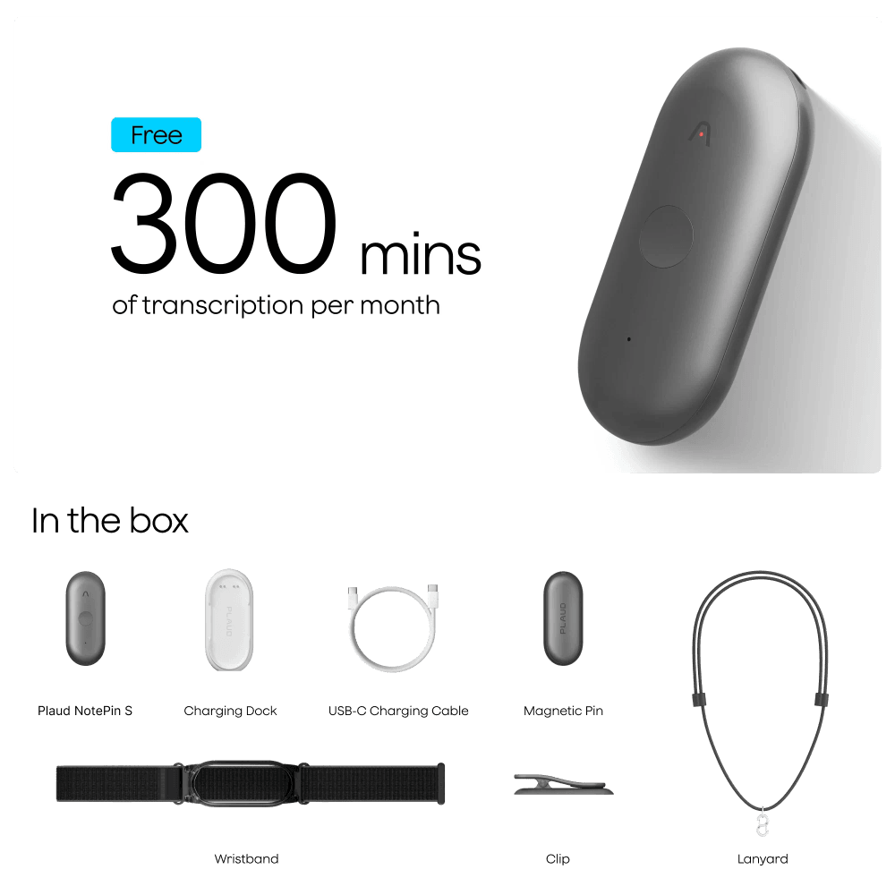 PLAUD NotePin S Gray - Wearable AI Voice Recorder & Note Taker 10 PLAUD NotePin S Gray - Wearable AI Voice Recorder & Note Taker - Image 10