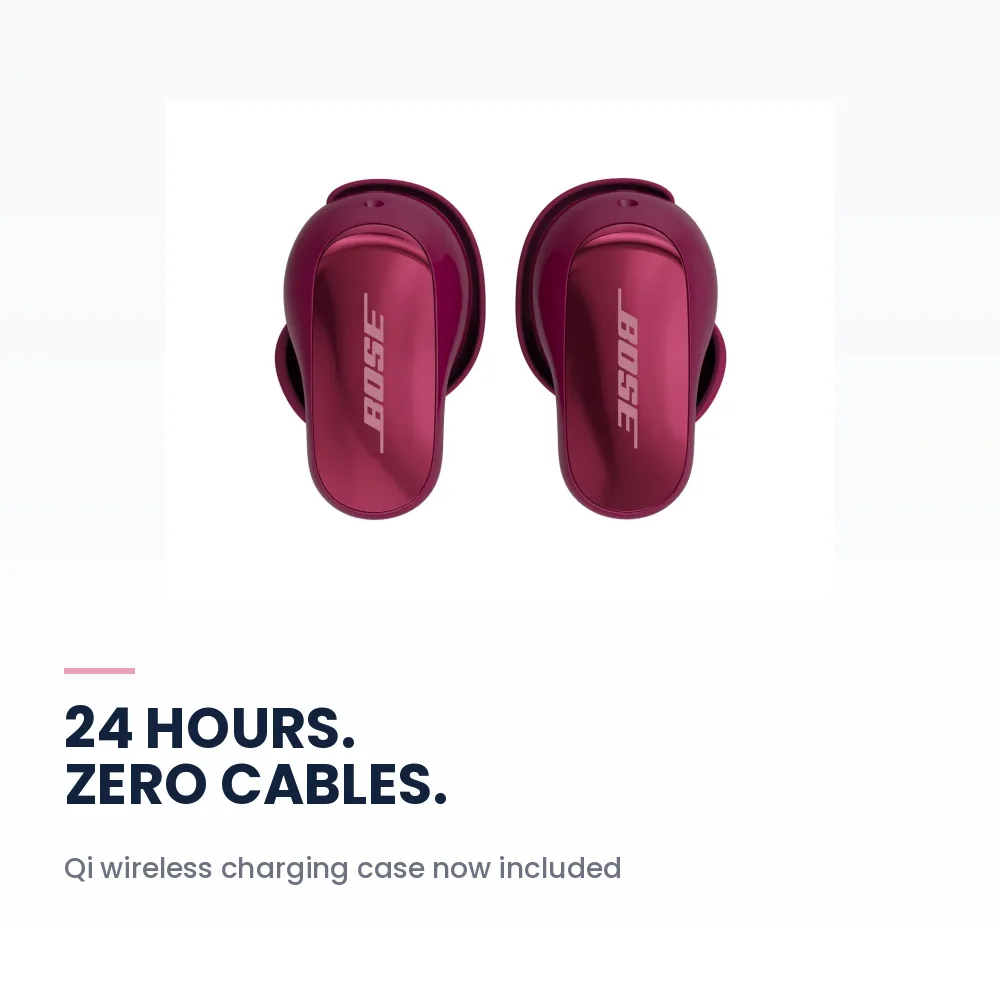 Bose QuietComfort Ultra Earbuds 2nd Gen Deep Plum - World-Class ANC, Immersive Audio, Wireless Charging Case, 24H Battery 4 Bose QuietComfort Ultra Earbuds 2nd Gen Deep Plum - wireless charging case and battery life