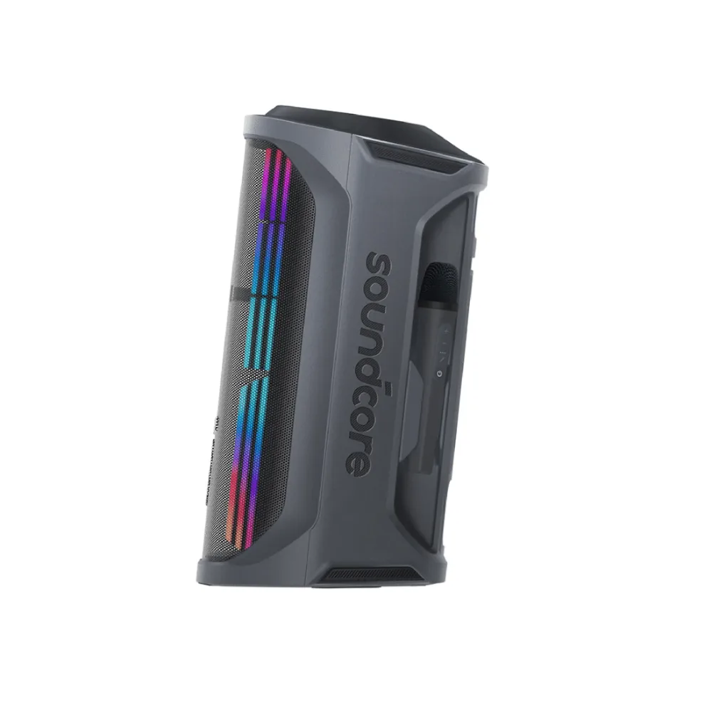 Anker Soundcore Rave 3S AI Party Speaker – 200W Powerful Sound with 2 Wireless Microphones, Light Effects & Portable Design 4 Soundcore Rave 3S woofer and driver array close-up