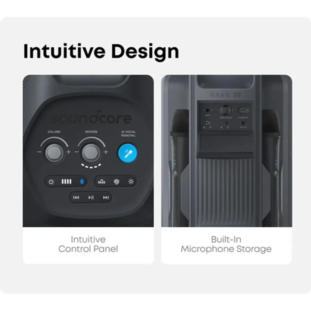 Anker Soundcore Rave 3S AI Party Speaker – 200W Powerful Sound with 2 Wireless Microphones, Light Effects & Portable Design 10 Soundcore Rave 3S backyard karaoke night setup