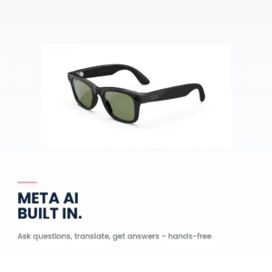 Meta Ray-Ban Wayfarer (Gen 2) Shiny Black - G-15 Green - Meta AI voice assistant on smart glasses