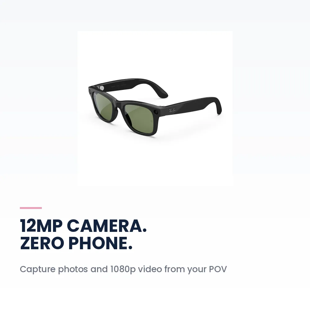 Meta Ray-Ban Wayfarer (Gen 2) Shiny Black - G-15 Green 3 Meta Ray-Ban Wayfarer (Gen 2) Shiny Black - G-15 Green - 12MP camera hands-free photo and video capture