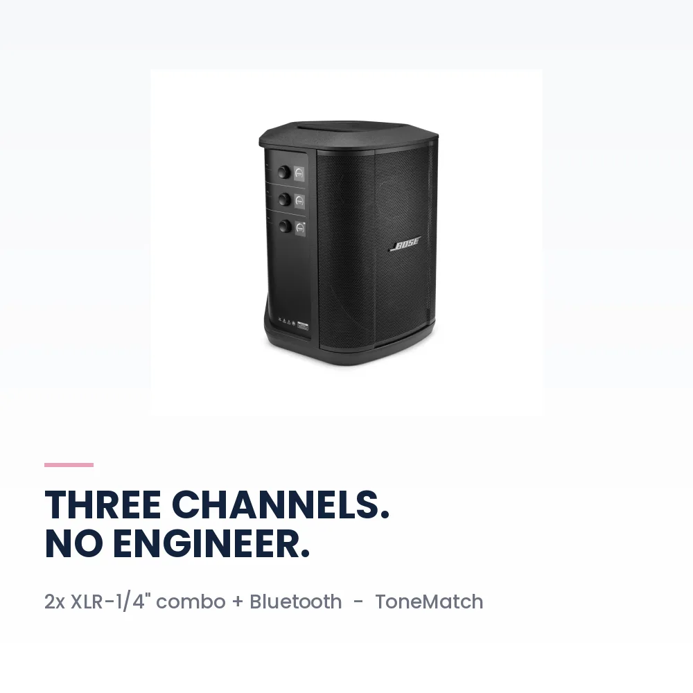 Bose S1 Pro+ Wireless PA System with Battery - Portable Speaker, 3-Channel Mixer, ToneMatch, 11H Battery 3 Bose S1 Pro+ Wireless PA System with Battery - 3-channel mixer with ToneMatch