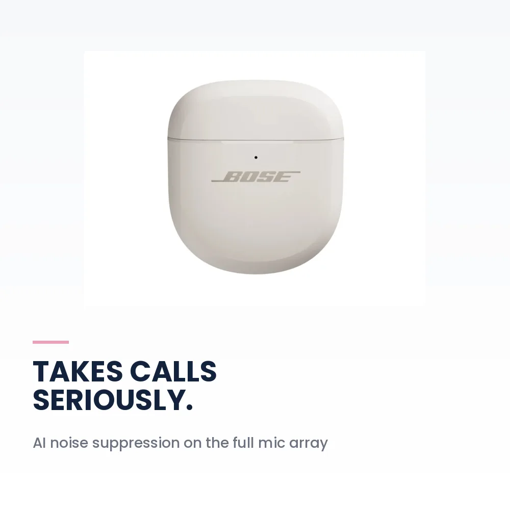 Bose QuietComfort Ultra Earbuds 2nd Gen White Smoke - World-Class ANC, Immersive Audio, Wireless Charging Case, 24H Battery 6 Bose QuietComfort Ultra Earbuds 2nd Gen White Smoke - AI call noise suppression microphones