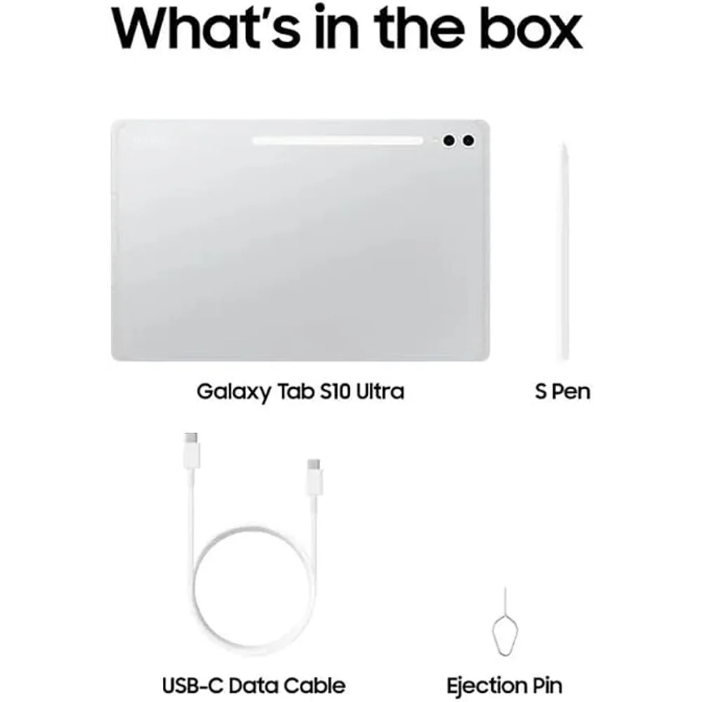 Samsung Galaxy Tab S10 Ultra 5G 12GB/512GB Platinum Silver - 14.6-inch AMOLED 120Hz, Dimensity 9300+, 5G, S Pen - TDRA Version 5 Samsung Galaxy Tab S10 Ultra 5G 512GB Platinum Silver