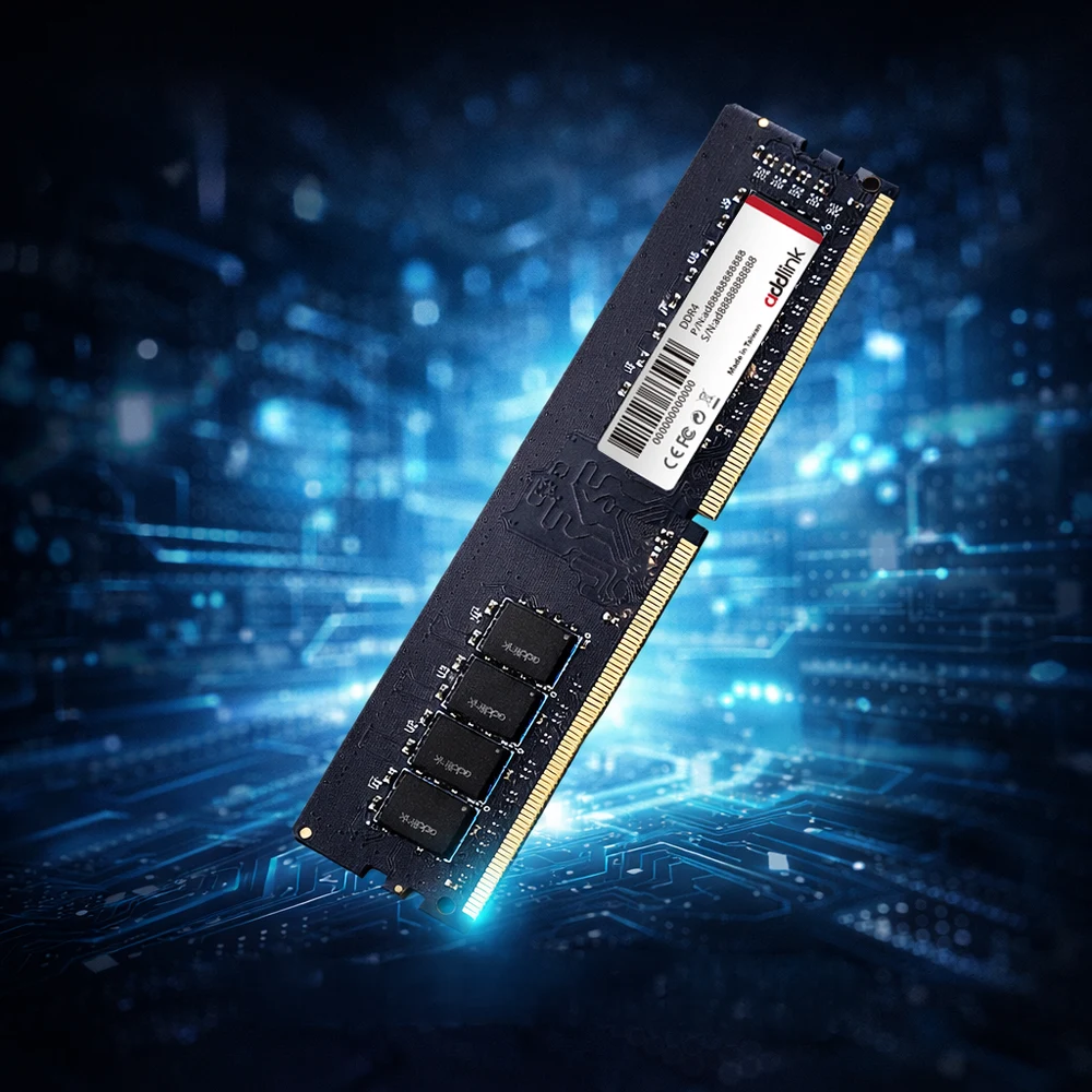 addlink P4 32GB DDR4 3200 Desktop RAM – Single 32GB Module, CL22, 1.2V, 288-Pin UDIMM, JEDEC Speed Without XMP, Intel & AMD 9 addlink P4 DDR4 memory module with blue light trail