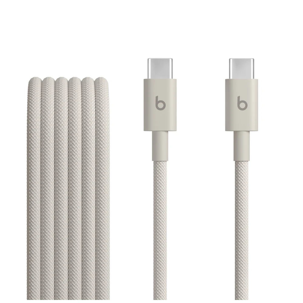 كابل Beats USB-C إلى USB-C Surge Stone – ضفيرة أوف وايت 1.5 متر، شحن سريع حتى 60 واط، بيانات USB 2.0، طرفان مقوّيان 5 كابل Beats USB-C إلى USB-C Surge Stone بلون أوف وايت دافئ بطول 1.5 متر
