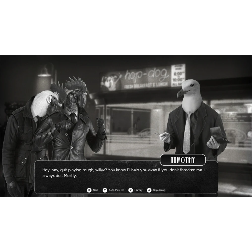 Chicken Police Switch – Paint it RED! Noir Detective Adventure, 30+ Characters to Interrogate, 8+ Hours of Voiced Dialogue, PEGI 16 – Game Card 7 Chicken Police Switch interrogation scene
