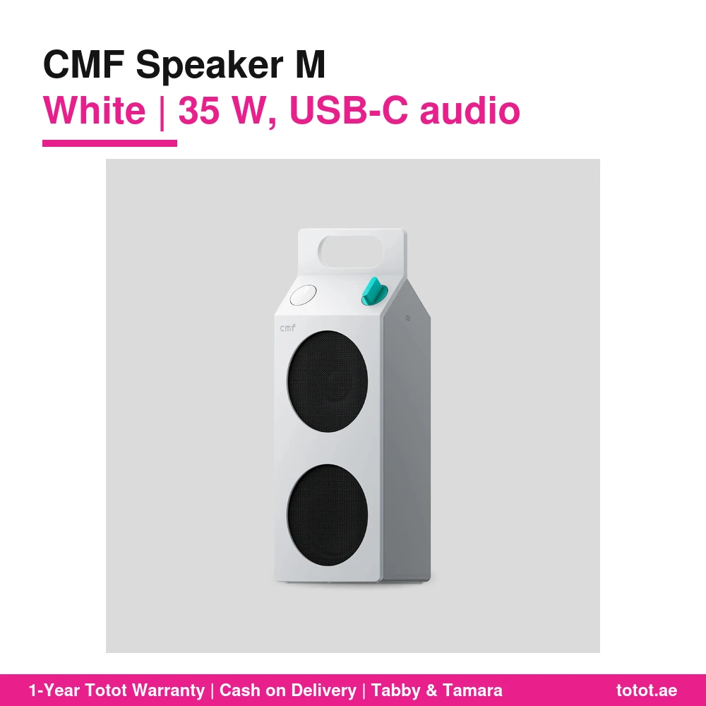 مكبر صوت CMF Speaker M White – ووفر وتويتر بقدرة 35 واط، صوت USB-C دون فقدان، Wide Soundstage، حماية IP68، حتى 18 ساعة، Bluetooth 6.0 1 CMF Speaker M White