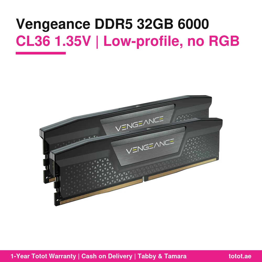 Corsair Vengeance DDR5 32GB 6000 CL36 Black (CMK32GX5M2E6000C36) – 2x16GB Low-Profile Non-RGB Kit, 1.35V, Intel XMP 3.0, Aluminium Heatspreader 1 Corsair Vengeance DDR5 32GB 6000