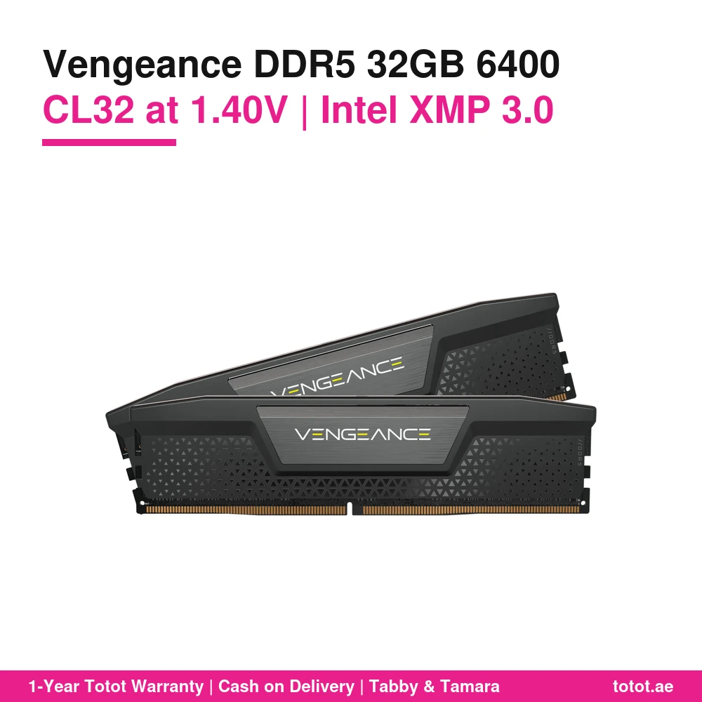 Corsair Vengeance DDR5 32GB 6400 CL32 Black (CMK32GX5M2B6400C32) – 2x16GB Low-Latency Non-RGB Kit, 1.40V, Intel XMP 3.0, PC5-51200 1 Corsair Vengeance DDR5 32GB 6400