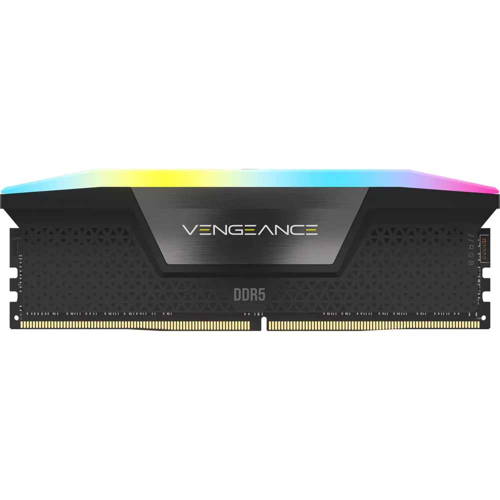 Corsair Vengeance RGB DDR5 32GB 6000 CL36 Black (CMH32GX5M2E6000C36) – 2x16GB Kit, 10 Addressable RGB LEDs per Module, Intel XMP 3.0, 1.35V, iCUE 7 Corsair Vengeance RGB DDR5 module side view