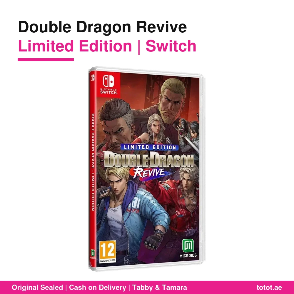 لعبة Double Dragon Revive Switch الإصدار المحدود – خرطوشة نينتندو سويتش، قتال جانبي ثلاثي الأبعاد، لاعب أو لاعبان، PEGI 12 6 علبة Double Dragon Revive Switch الإصدار المحدود