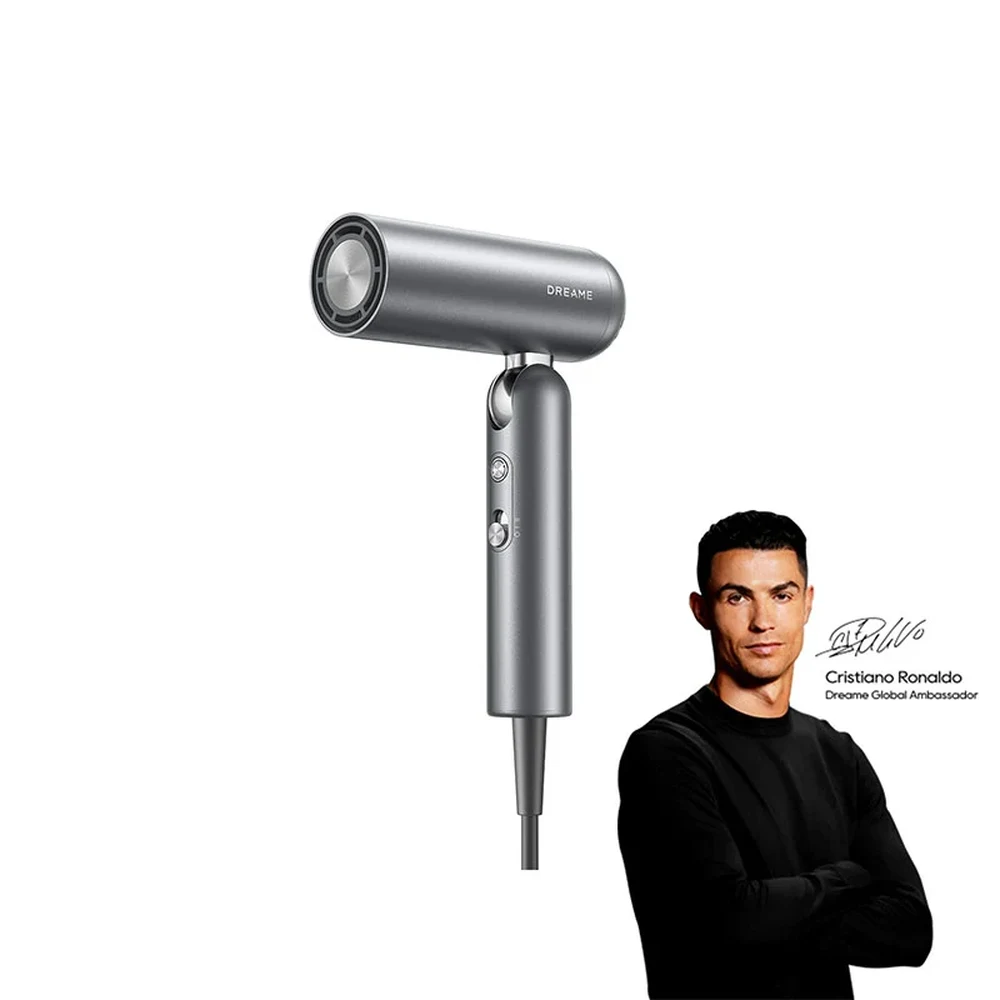 مجفف شعر Dreame Pocket Grey طراز AHD51 قابل للطي – وزن 300 جرام، محرك 110,000 دورة، 1300 واط، خمسة أوضاع حرارة، فوهتا تمويج ومنع تجعد، حقيبة سفر 8 مجفف Dreame Pocket الرمادي مطوياً بشكل N