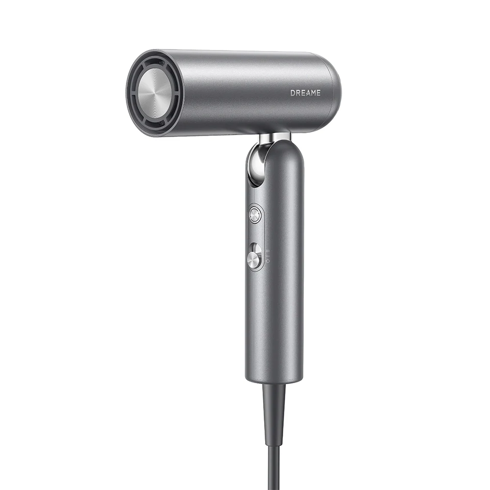 مجفف شعر Dreame Pocket Grey طراز AHD51 قابل للطي – وزن 300 جرام، محرك 110,000 دورة، 1300 واط، خمسة أوضاع حرارة، فوهتا تمويج ومنع تجعد، حقيبة سفر 9 مجفف Dreame Pocket مع فوهة التمويج