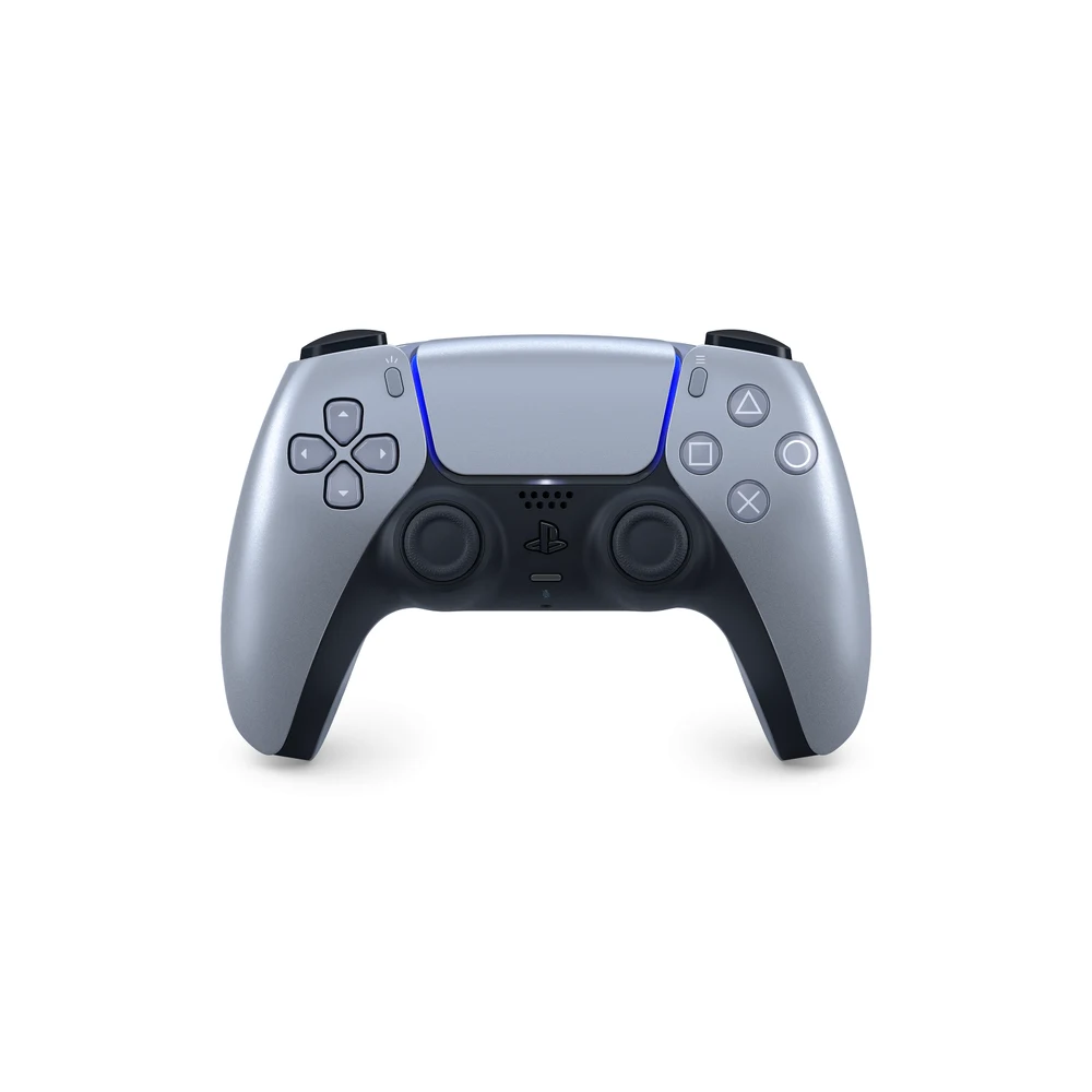 يد تحكم PlayStation DualSense اللاسلكية بالفضي Sterling Silver من مجموعة Deep Earth – لمسة معدنية، ردود فعل لمسية، زنادان تكيفيان – النسخة الأمريكية 7 صورة DualSense الفضي نسخة أمريكا من زاوية أخرى
