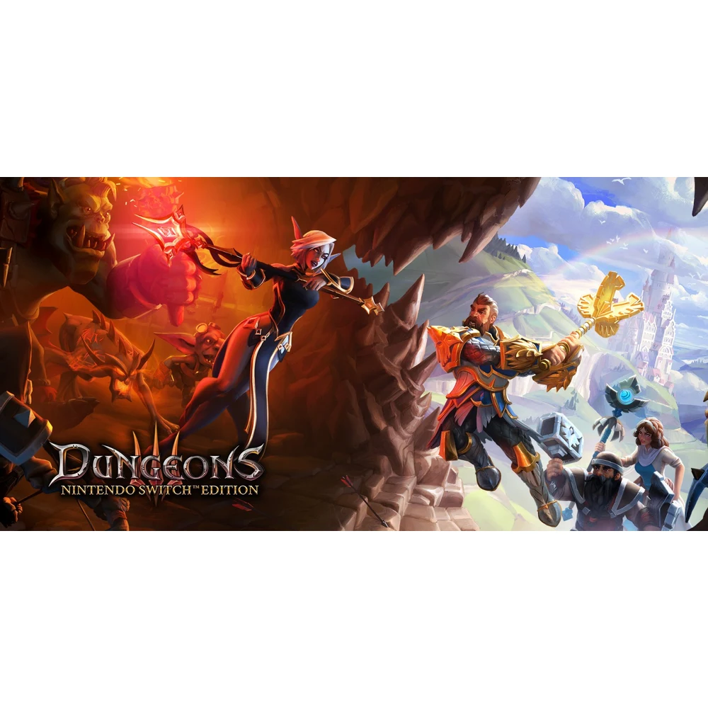 Dungeons 3 Switch – Nintendo Switch Edition, Evil Dungeon-Building Strategy, 20-Mission Campaign, 3 Expansions Included, Touch Screen Support, PEGI Edition 5 Dungeons 3 Switch key art