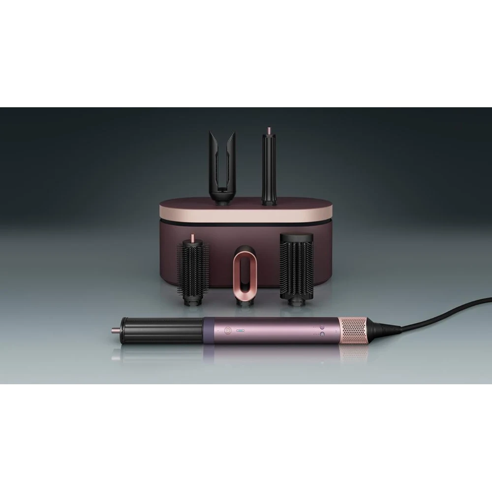 مصفف الشعر Dyson Airwrap Co-anda2x HS09 إصدار Straight+Wavy بلون Jasper Plum – لون برقوقي داكن، أسطوانتا Co-anda2x بقطر 30 و40 ملم، تجعيد بلمسة واحدة i.d. curl، محرك Hyperdymium 2، علبة عرض 8 مصفف الشعر Dyson Airwrap Co-anda2x Jasper Plum مع الأسطوانات والفرش