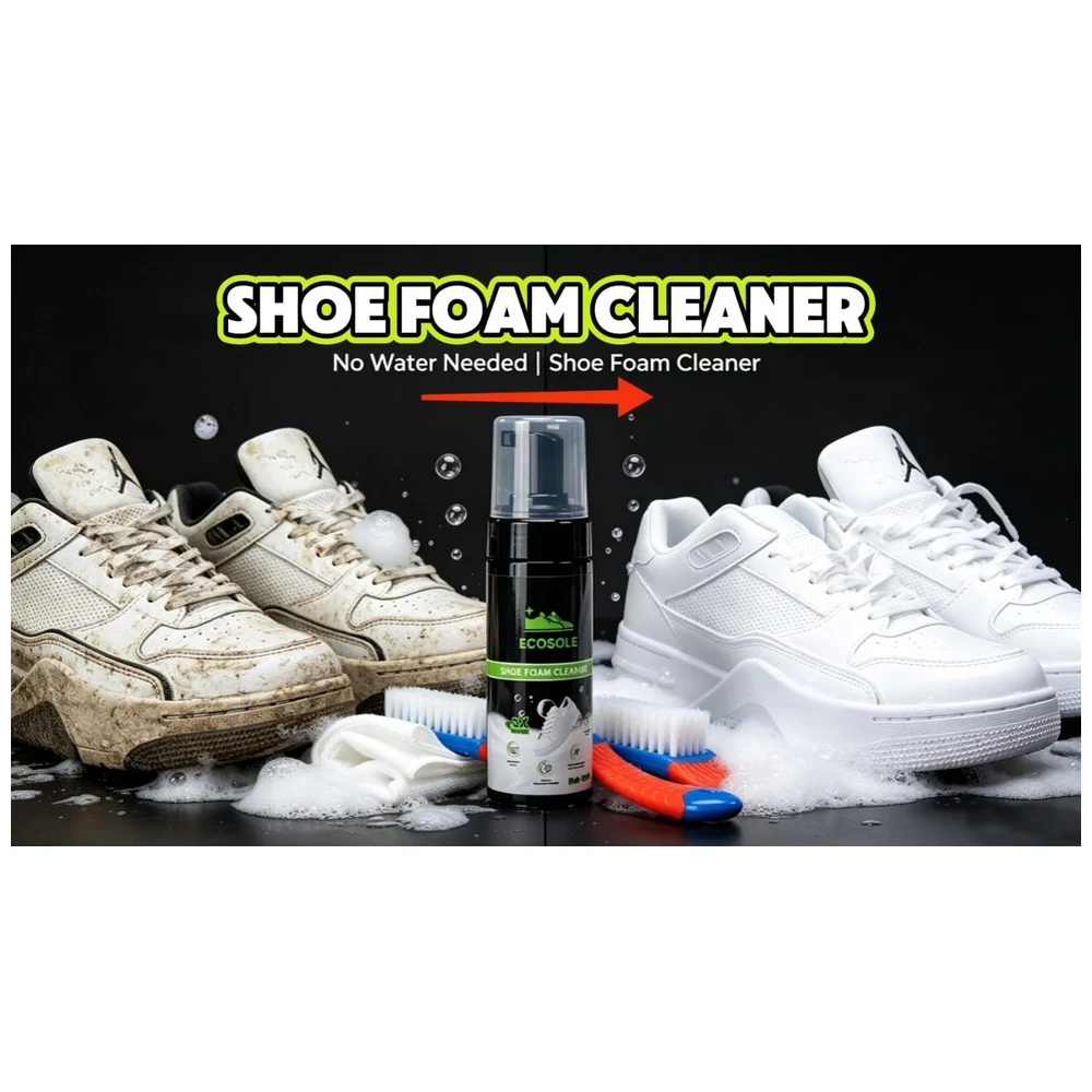 ECOSOLE Shoe Foam Cleaner Kit 150ml – Waterless Sneaker Cleaner with Brush and Microfibre Cloth 4 ECOSOLE Shoe Foam Cleaner - official product image 3